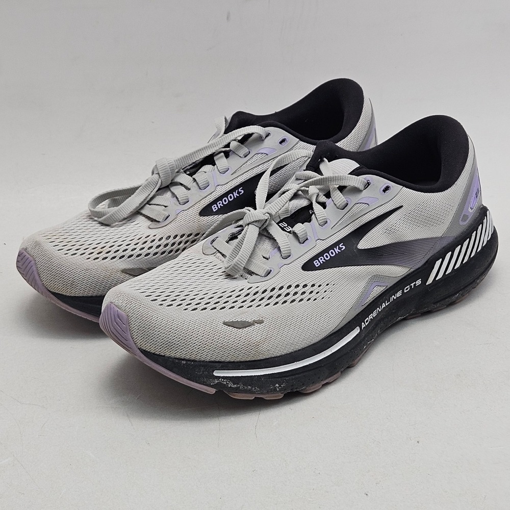 Brooks Adrenaline GTS 23 Womens Size 10 Grey Purple Running Shoes 1203811B039